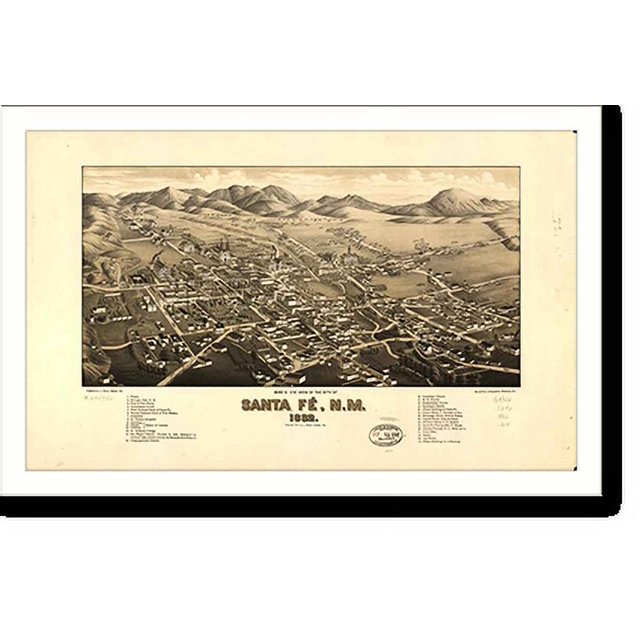 Historic Print, NM Santa Fe 1882 MAP, 16" x 20"
