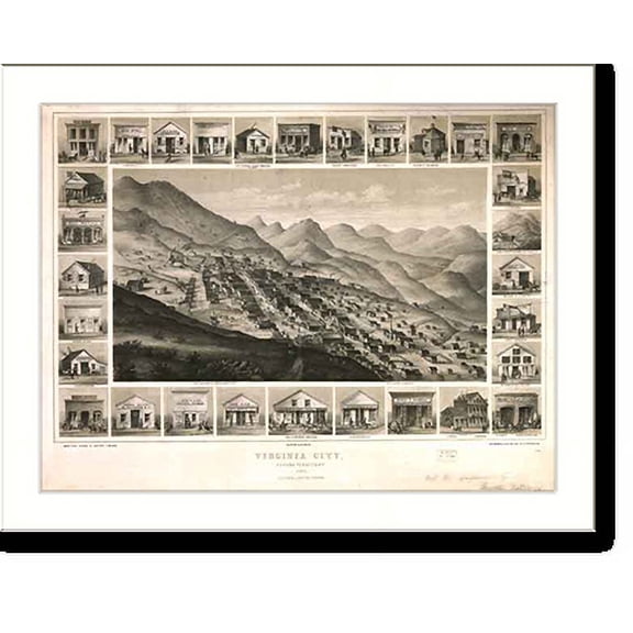 Historic Print, NV Virginia City 1861 MAP, 18" x 24"