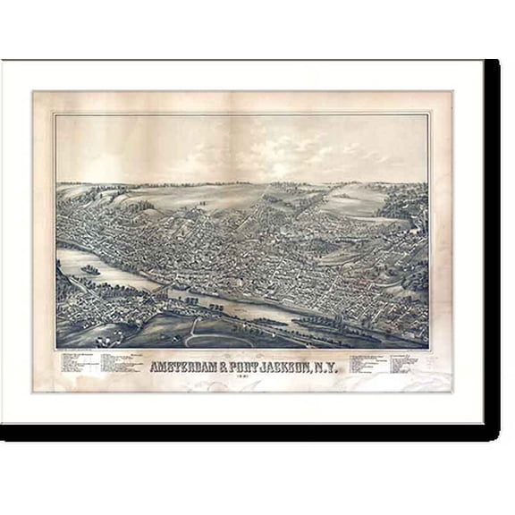 Historic Print, NY Amsterdam Port Jackson MAP, 16" x 20"