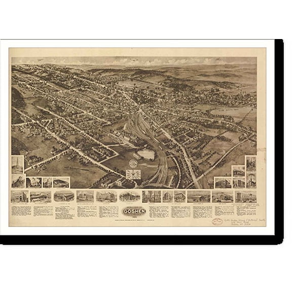 Historic Print, NY Goshen 1922 MAP, 18" x 24"