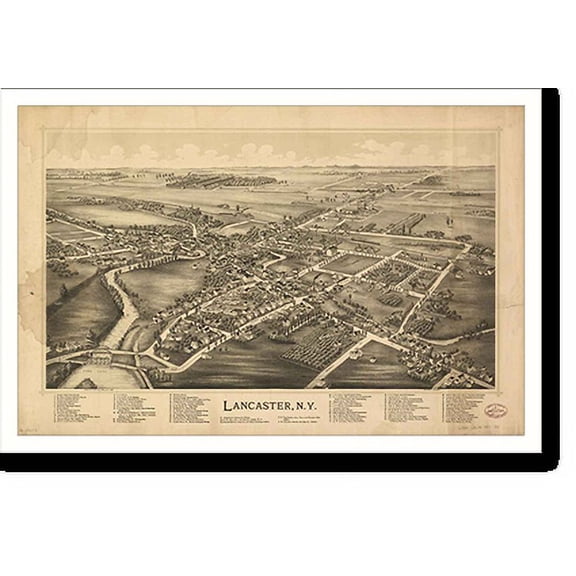 Historic Print, NY Lancaster 1892 MAP, 18" x 24"