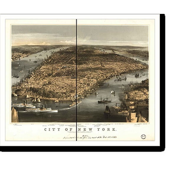 Historic Print, NY New York 1856 MAP, 18" x 24"