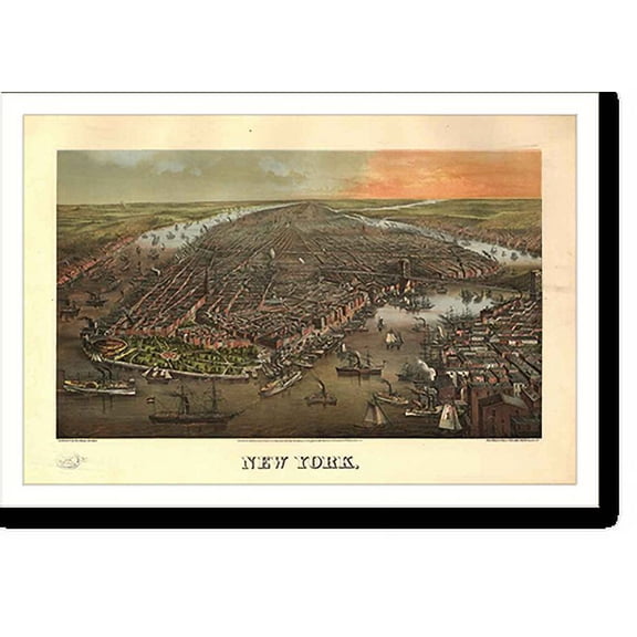 Historic Print, NY New York 1873 MAP, 18" x 24"