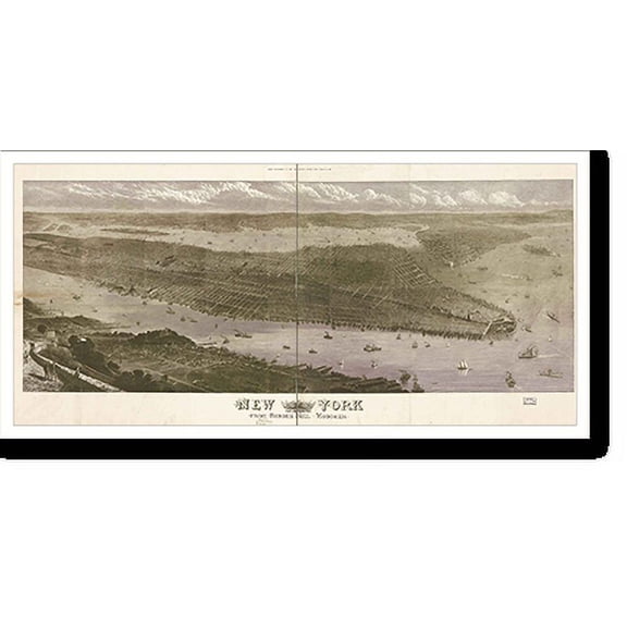 Historic Print, NY New York 1876 MAP, 18" x 24"