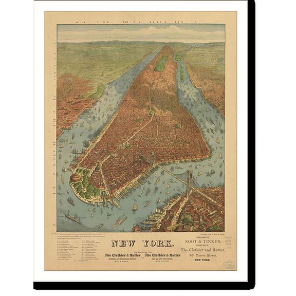 Historic Print, NY New York 1879 MAP, 16" x 20"