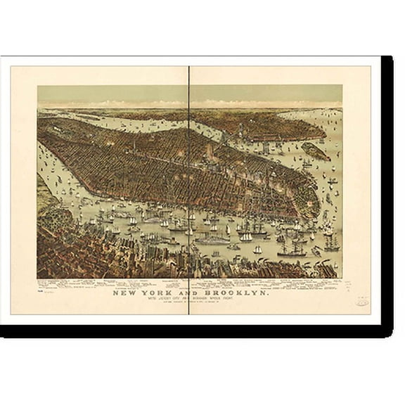 Historic Print, NY New York 1892 MAP, 16" x 20"