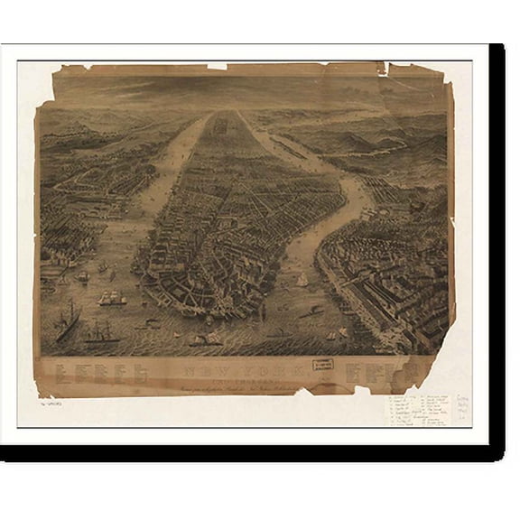 Historic Print, NY New York City 1884 MAP, 18" x 24"