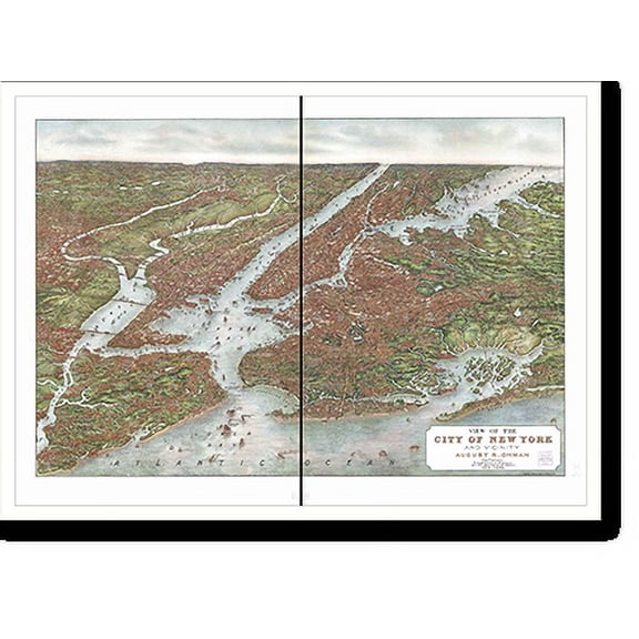 Historic Print, NY New York City 1907 MAP, 16" x 20"