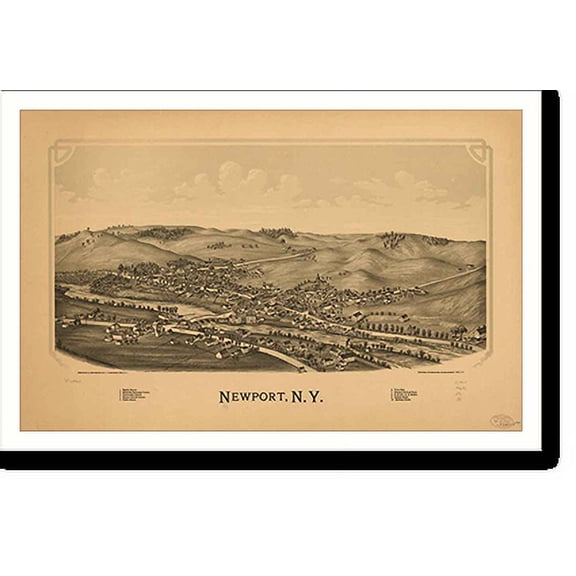 Historic Print, NY Newport 1890 MAP, 18" x 24"
