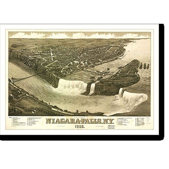 Historic Print, NY Niagara Falls 1882 MAP, 16" x 20"