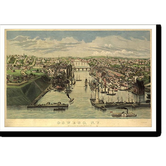 Historic Print, NY Oswego 1855 MAP, 16" x 20"