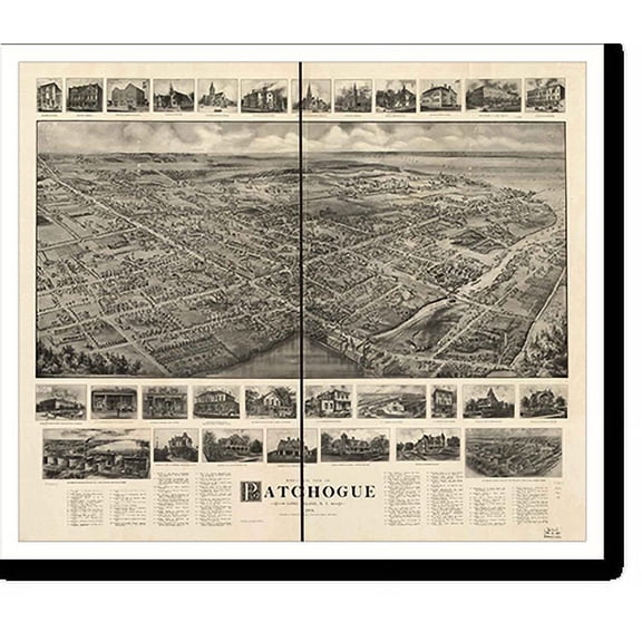 Historic Print, NY Patchogue 1906 MAP, 16" x 20"