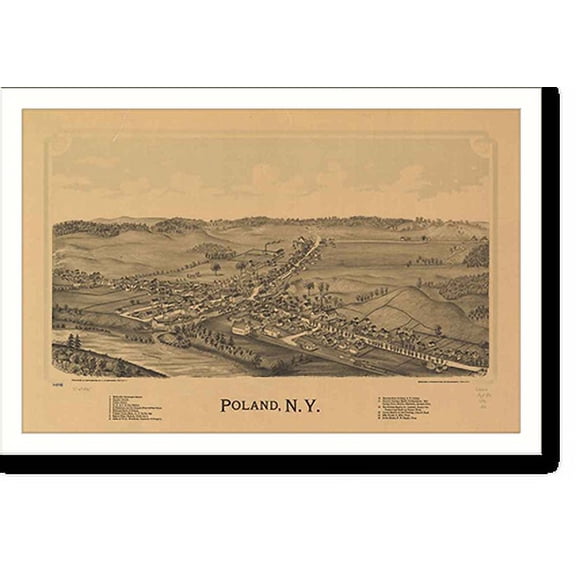 Historic Print, NY Poland 1890 MAP, 16" x 20"