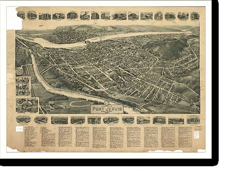 Historic Print, NY Port Jervis 1920 MAP, 16" x 20"