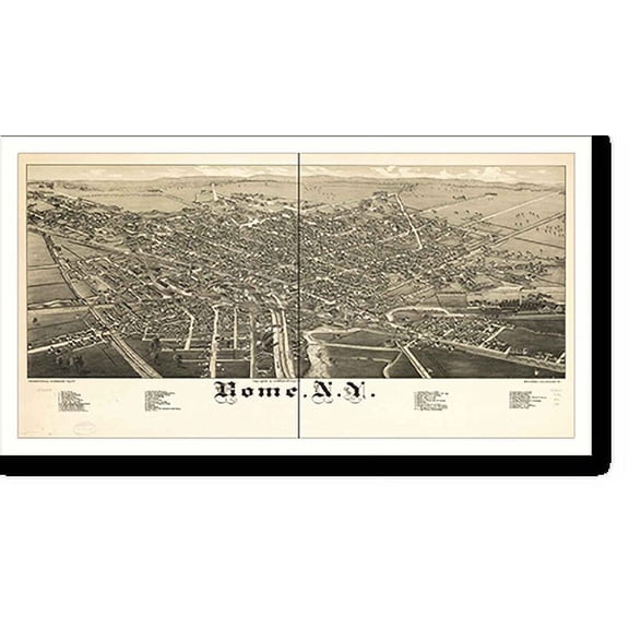 Historic Print, NY Rome 1886 MAP, 16" x 20"