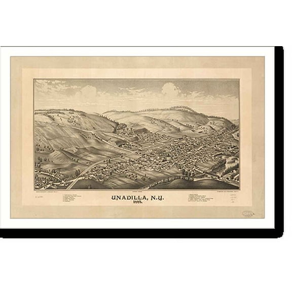 Historic Print, NY Unadilla 1887 MAP, 18" x 24"