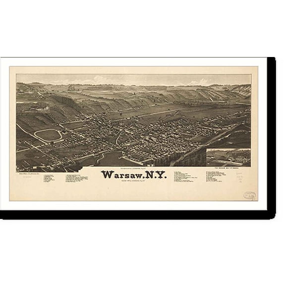 Historic Print, NY Warsaw 1885 MAP, 18" x 24"