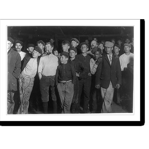 Historic Print, Name: A few of the workers on night shift, Cumberland Glass [Works], Bridgeton, N.J. One boy is 13 years old. Nov. 15, 1909. Location: Bridgeton, New Jersey., 18" x 24"