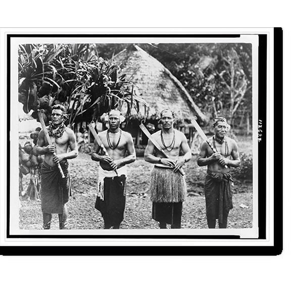 Historic Print, Native chiefs of Pago Pago, American Samoa, regular port of call for the Matson liners enroute to New Zealand and Australia, 16" x 20"