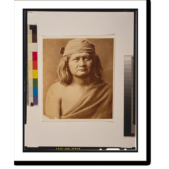Historic Print, [Native man, head-and-shoulders portrait, facing front], 16" x 20"