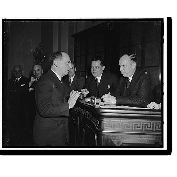 Historic Print, Before Naval Affairs Committee. Washington, D.C., Feb. 7. Flatly denying any foreign commitments or understandings, Admiral William D., 16" x 20"