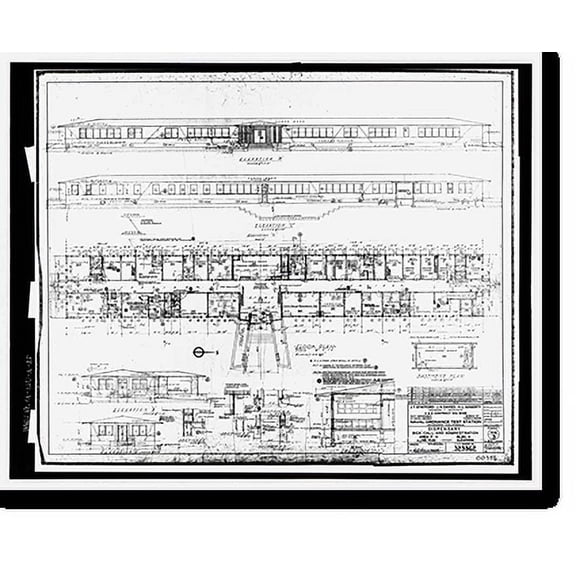 Historic Print, Naval Ordnance Test Station Inyokern, Dispensary, Main Site, Lauritsen Road at McIntyre Street, Ridgecrest vicinity, Kern County, CA, 16" x 20"