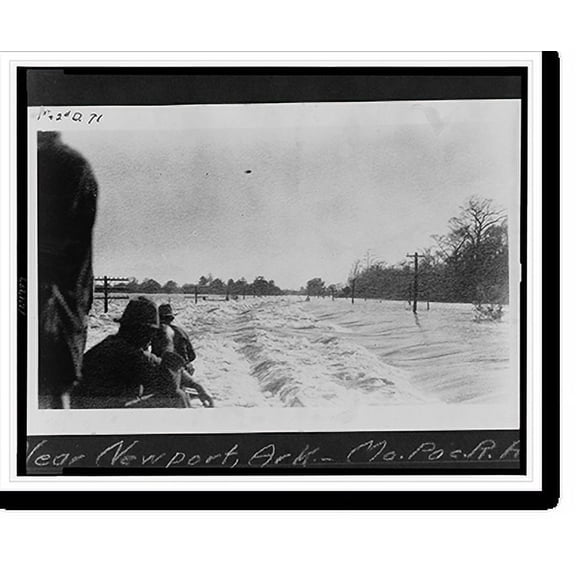 Historic Print, Near Newport, Ark., Mo.Poc. R.R. underwater, 16" x 20"