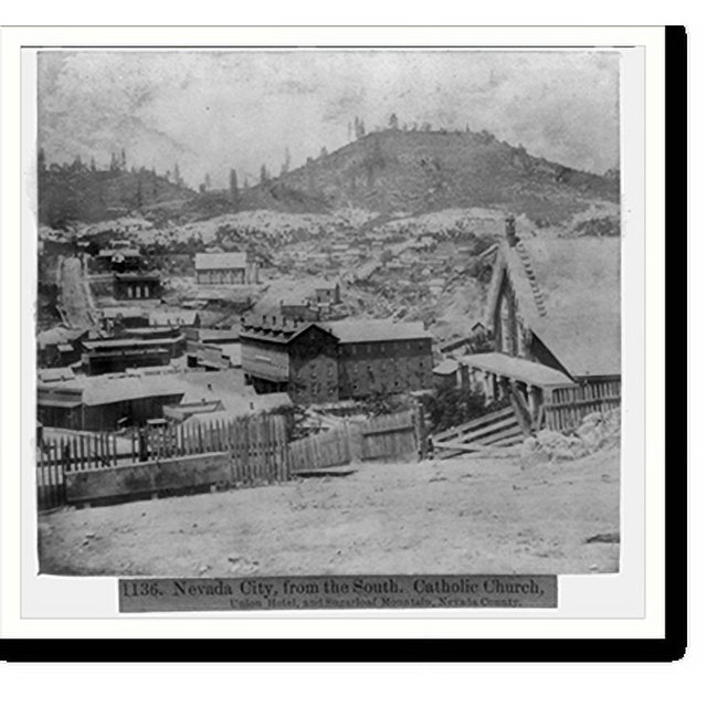 Historic Print, Nevada City, from the South Catholic Church, Union
