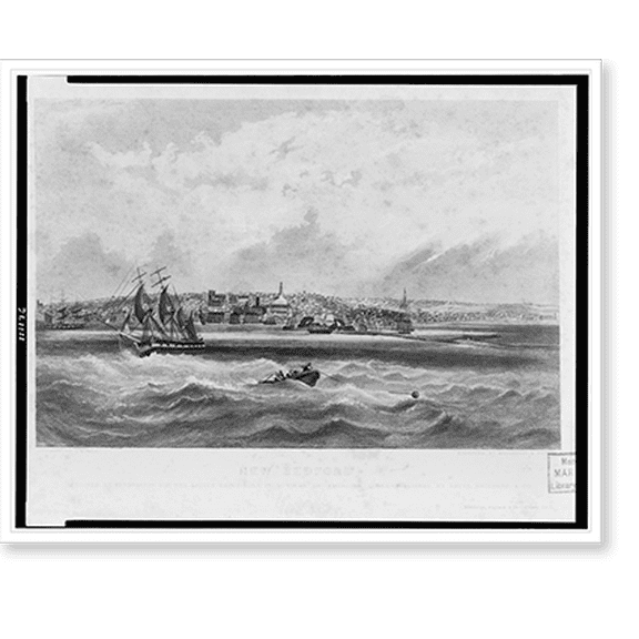 Historic Print, New Bedford.drawn by J.W. Hill ; engraved by Wellstood & Peters., 18" x 24"