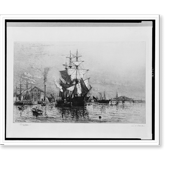 Historic Print, New Bedford harbor.L.D. Eldred., 18" x 24"