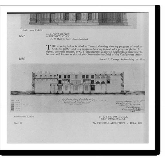 Historic Print, New Custom House, New Orleans, La., 16" x 20"