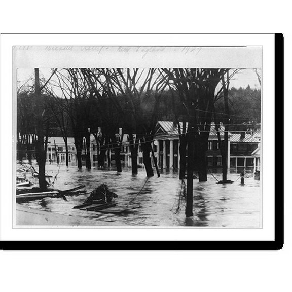 Historic Print, [New England flood of 1927: Street scene of flooded town], 18" x 24"