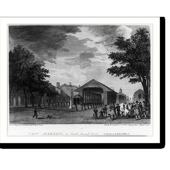 Historic Print, New Market, in South Second Street, Philadelphia, 16" x 20"