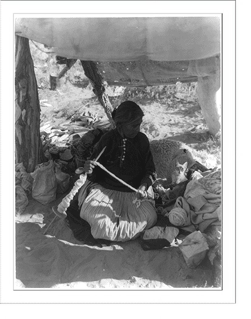 Historic Print, New Mexico Navaho woman spinning, 16" x 20"
