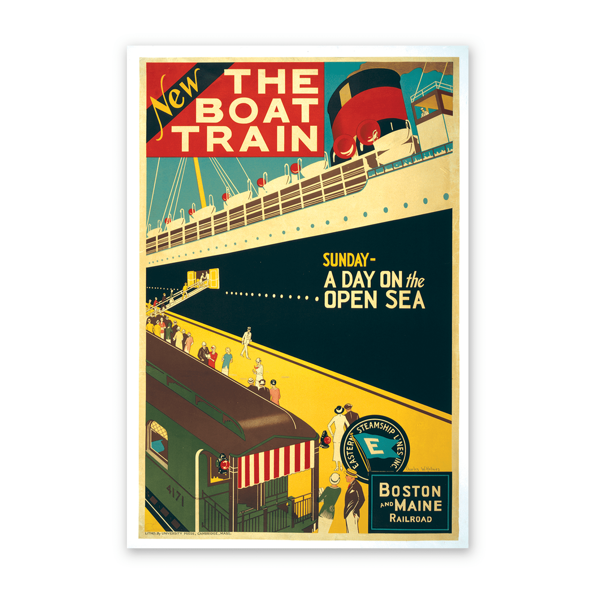 Historic Print, New. The boat train. Sunday a day on the open sea