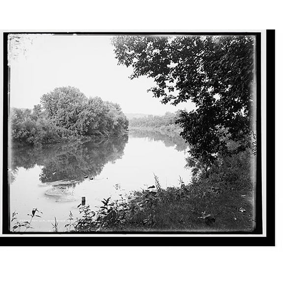 Historic Print, New Ulm, Minn., river view, reflections, 18" x 24"