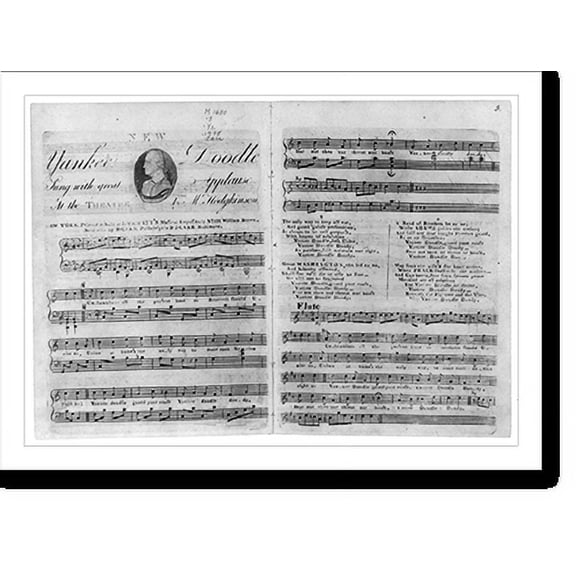 Historic Print, New Yankee Doodle sung with great applause at the theatre by Mr. Hodgkinson, 16" x 20"