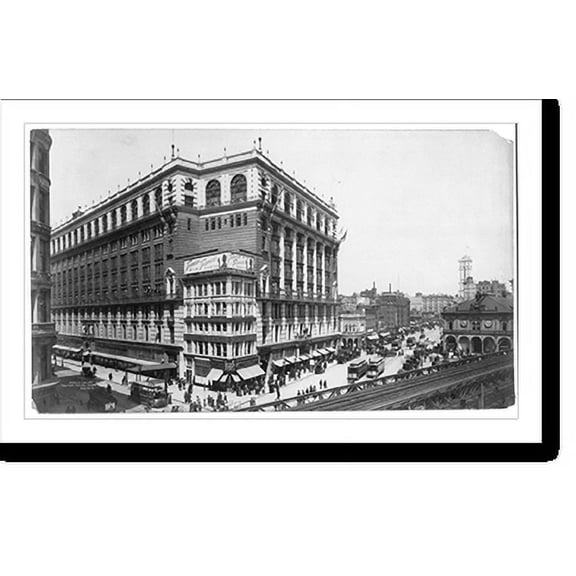 Historic Print, [New York City: Herald Square - facing Macy's, with elevated railroad in right foregrd.], 16" x 20"