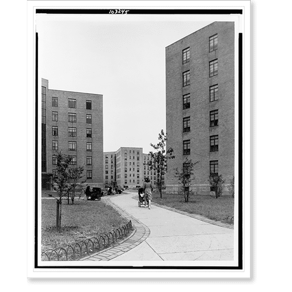 Historic Print, New York City. Queensbridge, N.Y.. 5-2, built by New York City Housing Authority with USHA aid, 16" x 20"