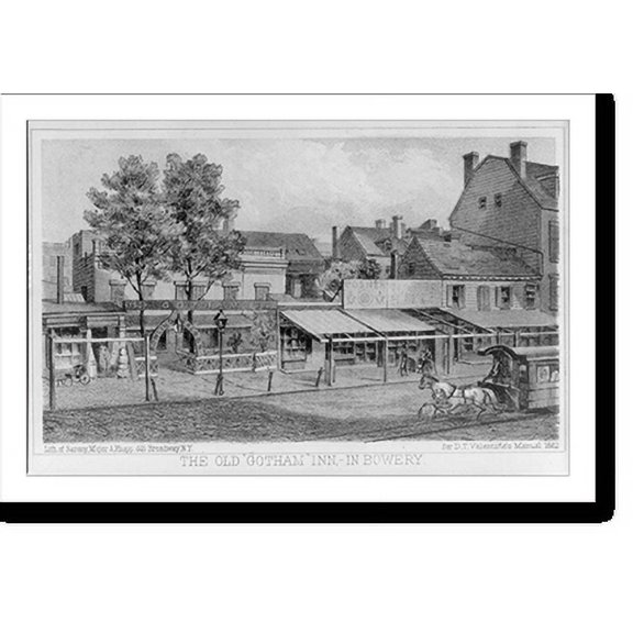 Historic Print, New York City: The Old Gotham" Inn, in Bowery", 16" x 20"