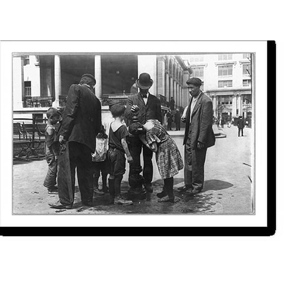 Historic Print, [New York City - children on the street: hot weather street scene - On a hot day - people drinking water at a fountain], 16" x 20"