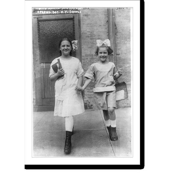 Historic Print, [New York City school children. 2 girls with shining faces, opening day", Sept. 1915]", 16" x 20"