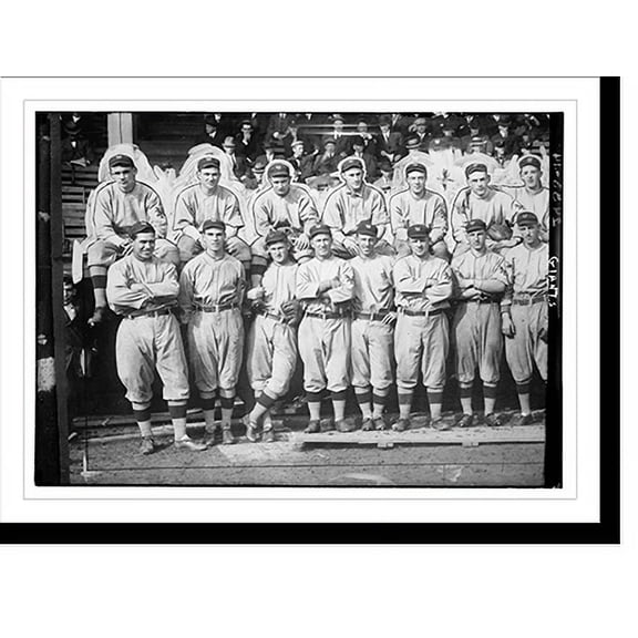 Historic Print, New York Giants. Top row (left to right): Rube Marquard, Larry Doyle, Josh Devore, Art Fletcher, George Burns, Art Wilson, Red Ames. Bottom row: Chief Meyers, Fred Snodg…16" x 20"