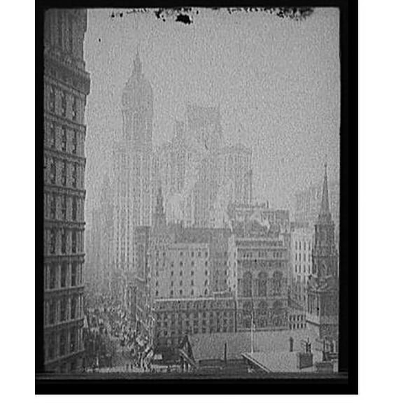 Historic Print, [New York, N.Y., down Broadway from the post office], 18" x 24"