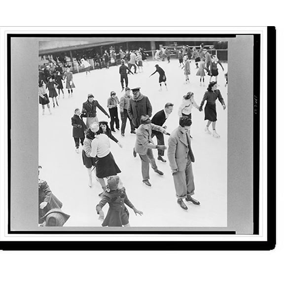Historic Print, New York, New York. Ice skating in Rockefeller Center, 16" x 20"