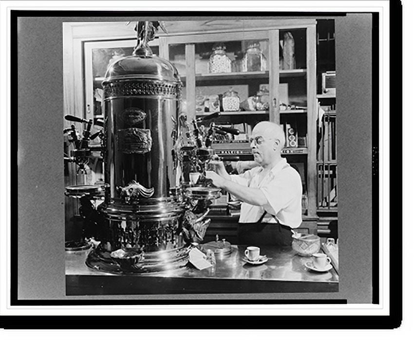 Historic Print, New York, New York. ItalianAmerican cafe espresso shop
