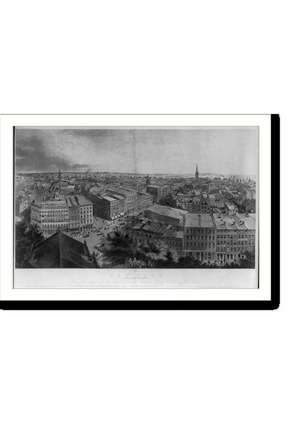 Historic Print, New York with the city of Brooklyn in the distance. From the steeple of St. Paul's Church looking east, south, and west.drawing by J.W. Hill ; engd. by Henry Papprill., 16" x 20"