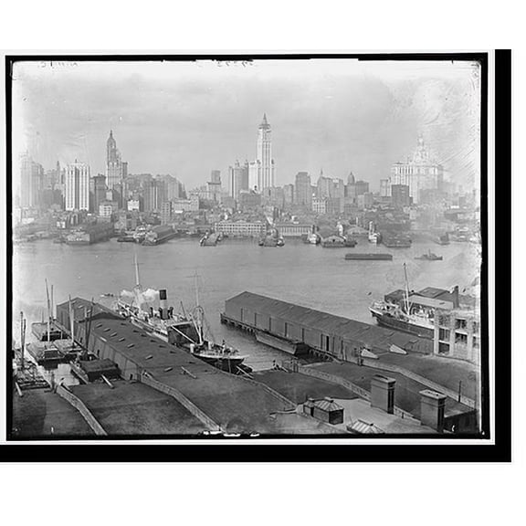 Historic Print, New York sky line from Brooklyn - 4, 18" x 24"