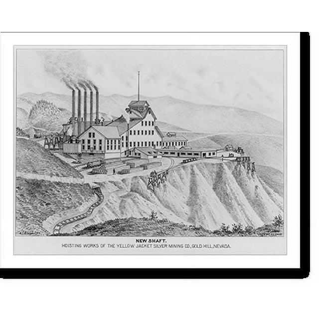 Historic Print, New shaft. Hoisting works of the Yellow Jacket Silver