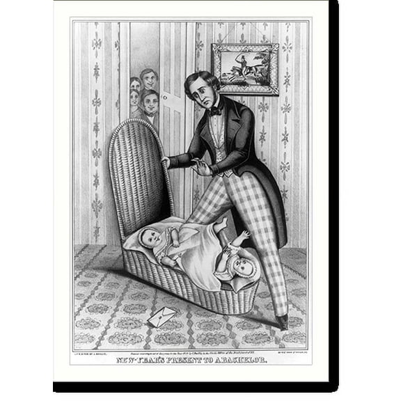 Historic Print, New year's present to a bachelor, 16" x 20"